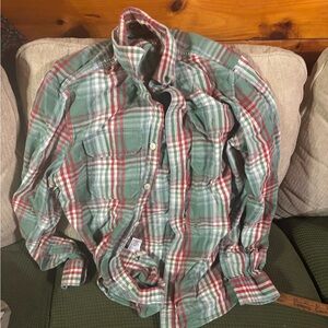 Eddie Bauer Green and Red Plaid Men's Shirt